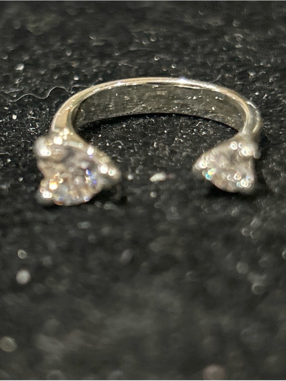 Elegant Open Heart Silver color Ring in Silver with Sparkling Stones
